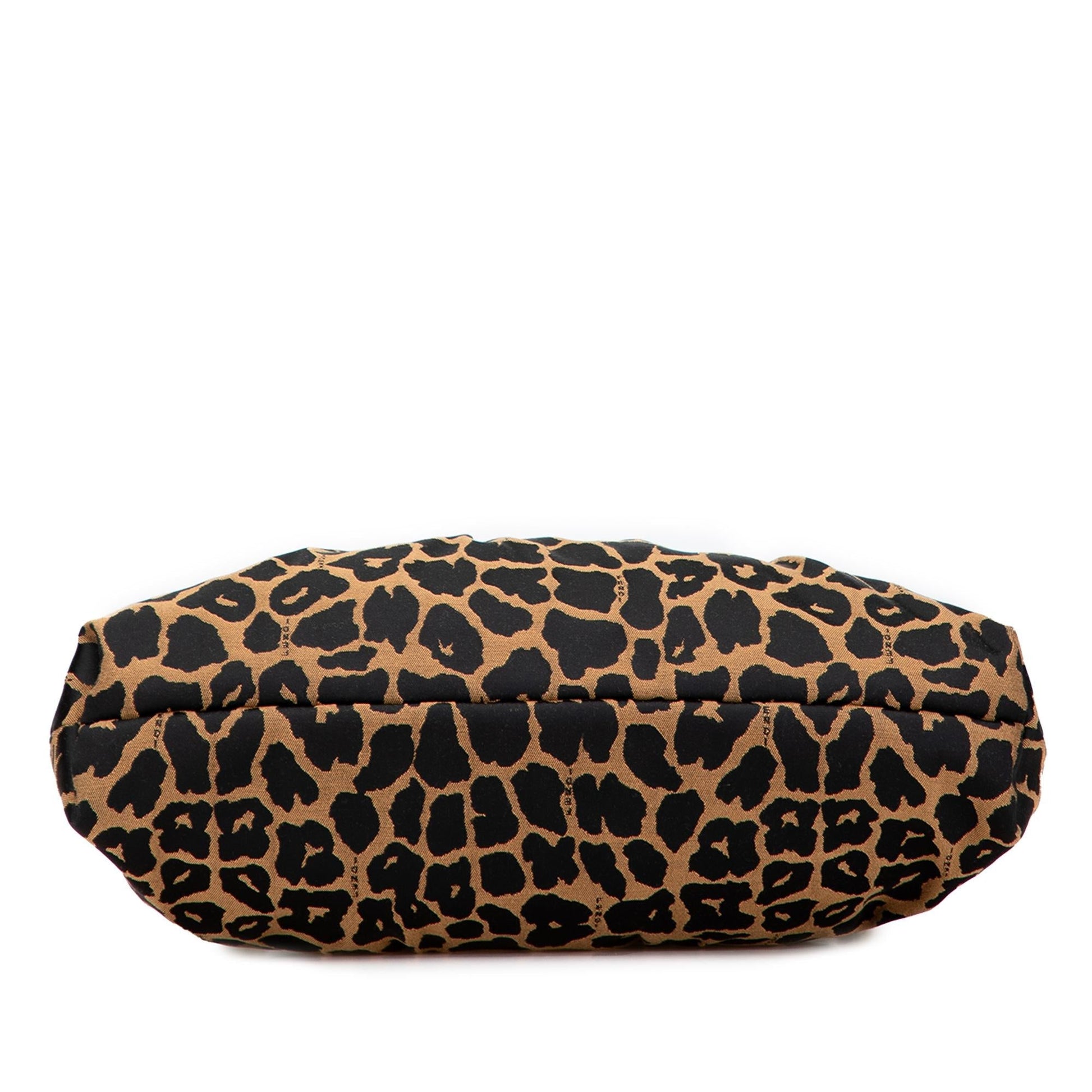 Fendi Canvas Leopard Print Chef Shoulder Bag