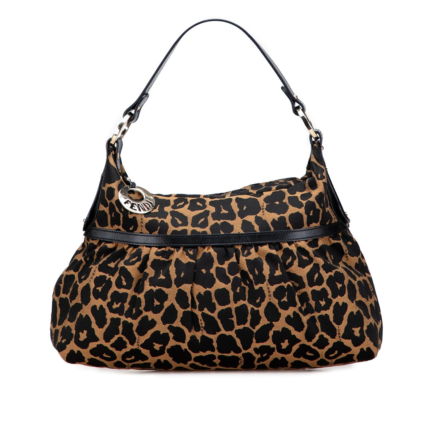 Fendi Canvas Leopard Print Chef Shoulder Bag