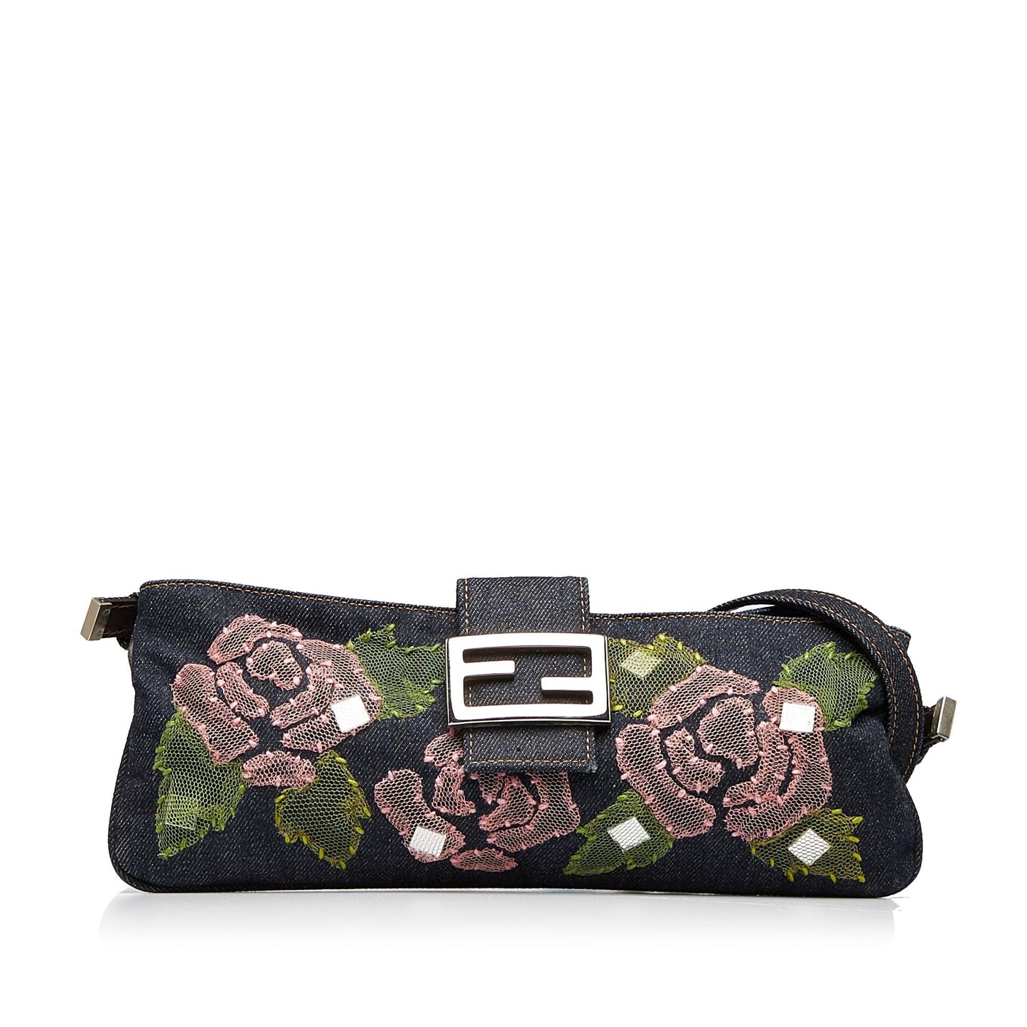 Fendi Embroidered Denim Baguette (5ryBUo)