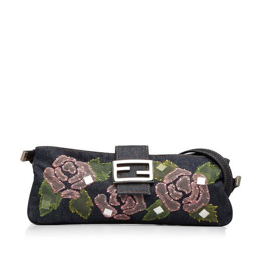 Fendi Embroidered Denim Baguette (5ryBUo)