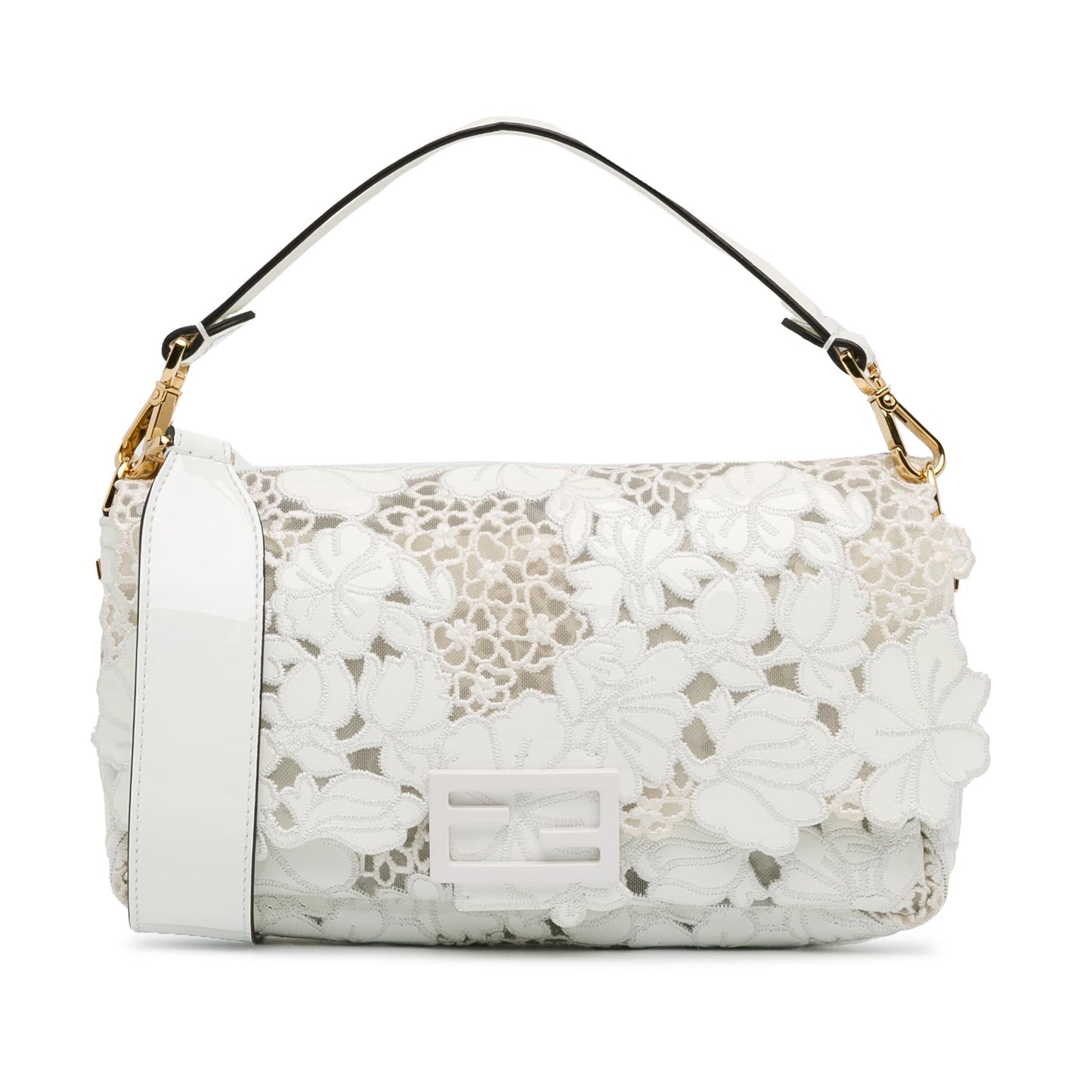 Fendi Embroidered Lace Baguette Satchel (iD9Gxu)