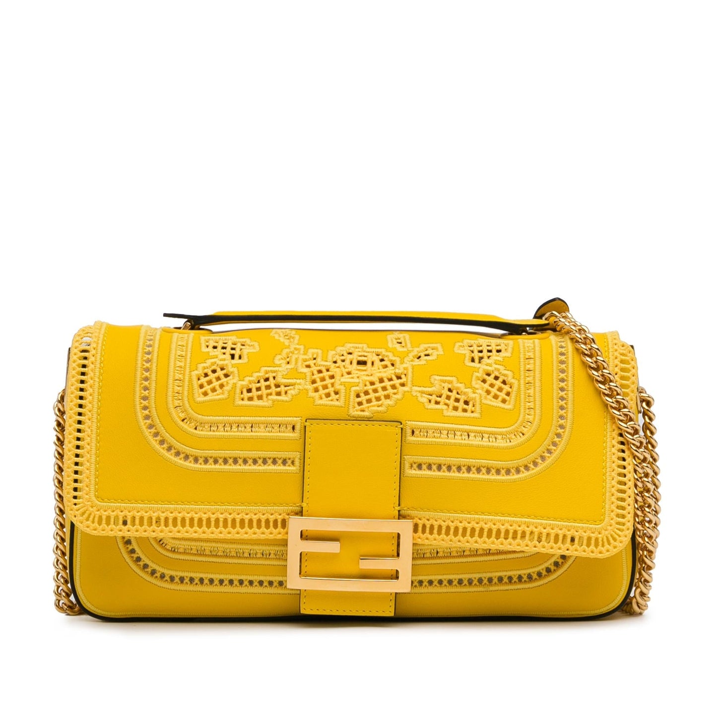 Fendi Embroidered Lace Chain Baguette (4HTojz)