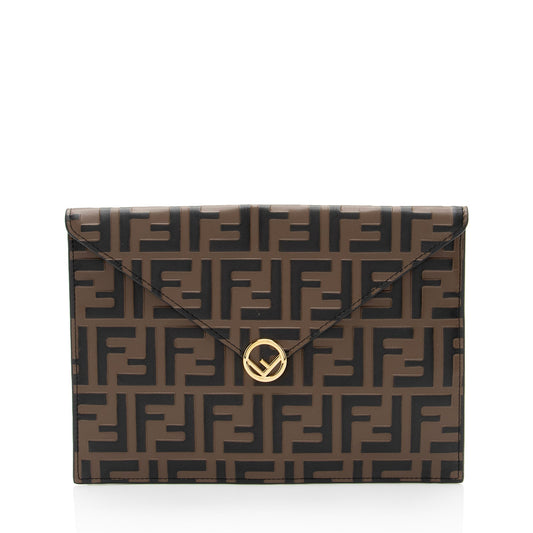Fendi FF Embossed Calfskin 1974 Envelope Pouch (SHF-qYNeEa)
