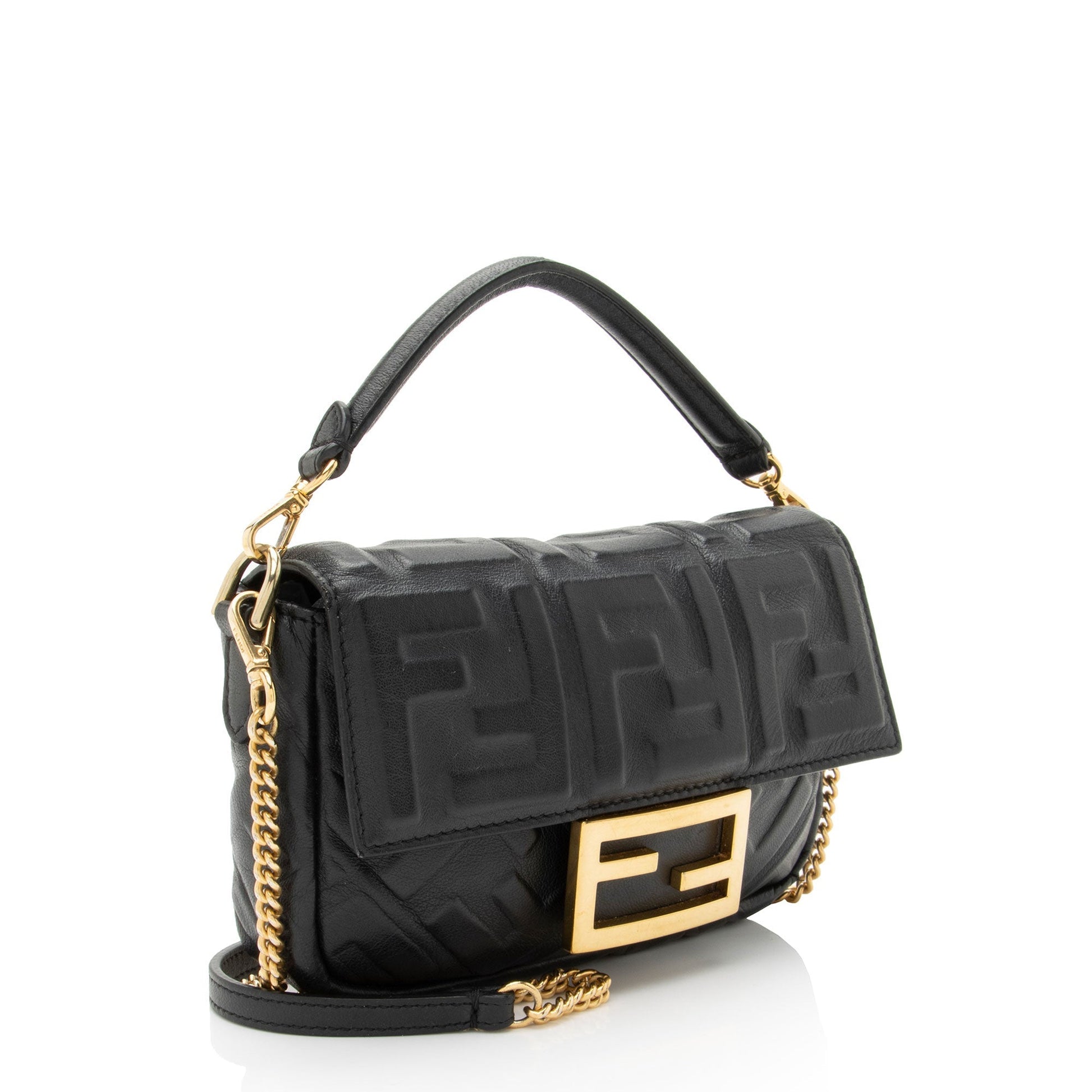 Fendi Calfskin Studded Kan I Medium Shoulder Bag