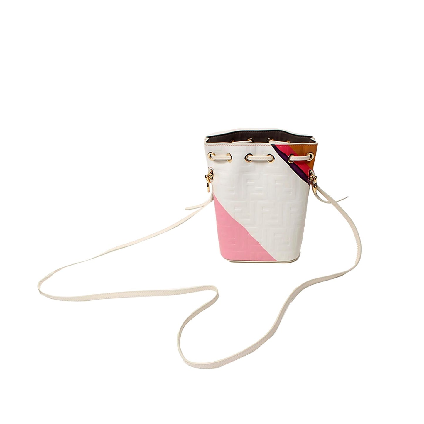 Fendi FF Embossed Striped Mini Mon Tresor Bucket Bag (ryQxMo)