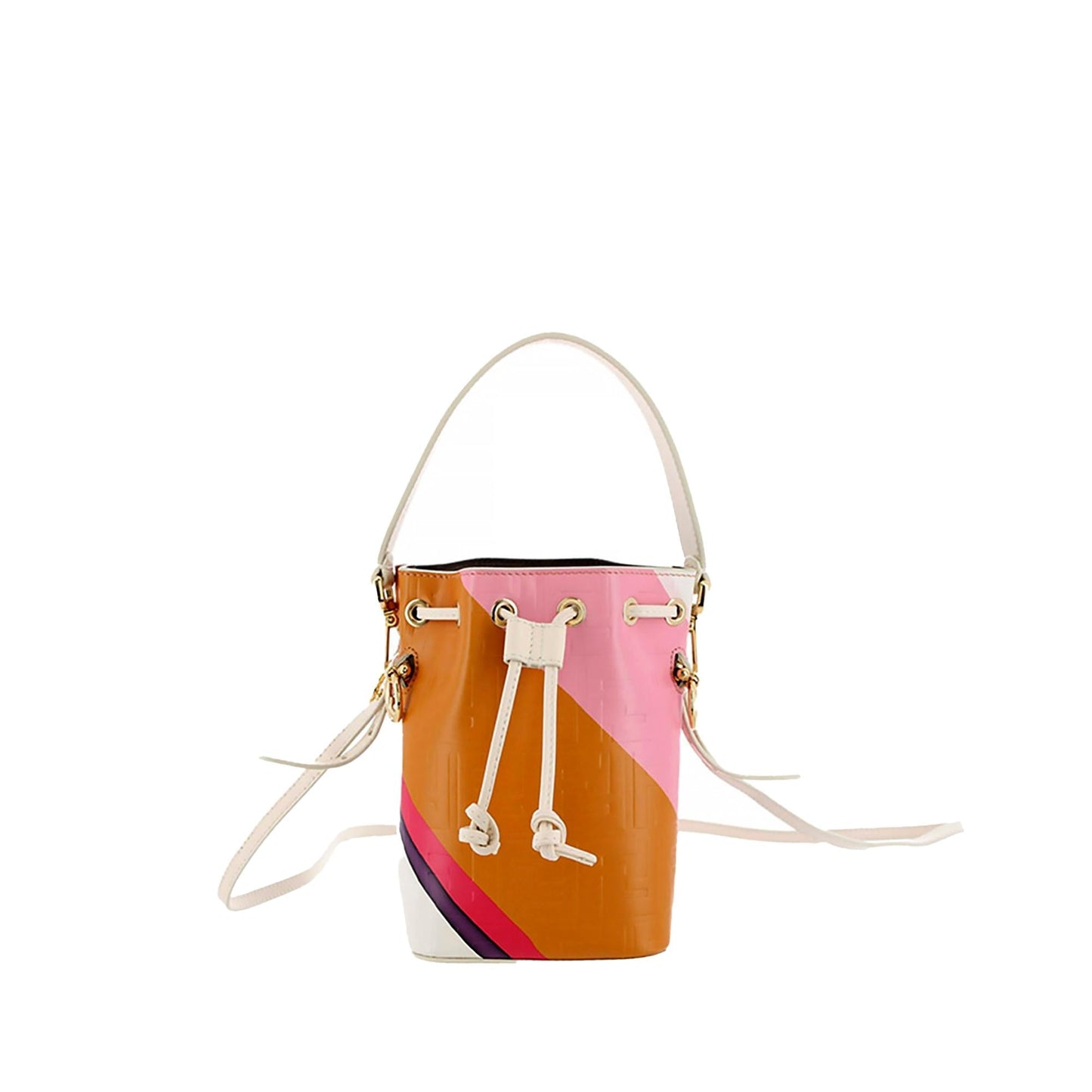 Fendi FF Embossed Striped Mini Mon Tresor Bucket Bag (ryQxMo)