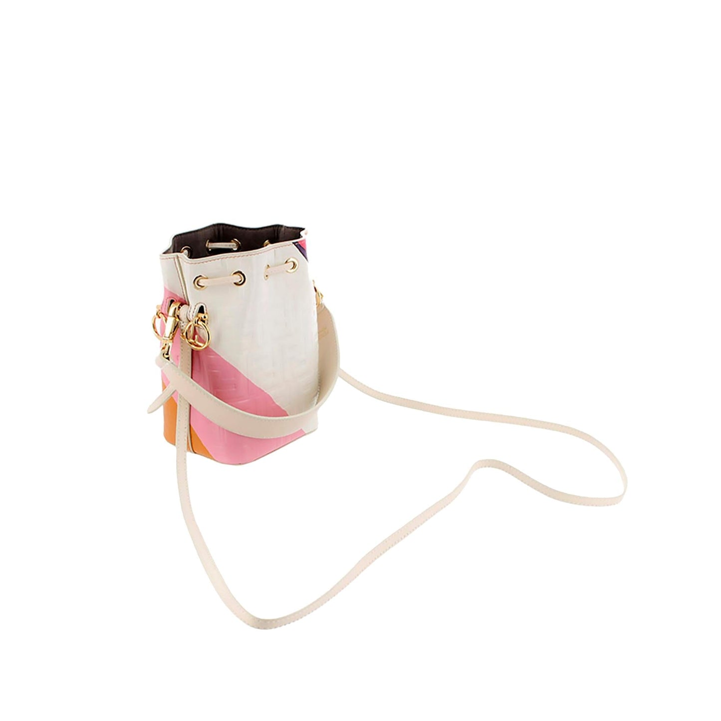 Fendi FF Embossed Striped Mini Mon Tresor Bucket Bag (ryQxMo)