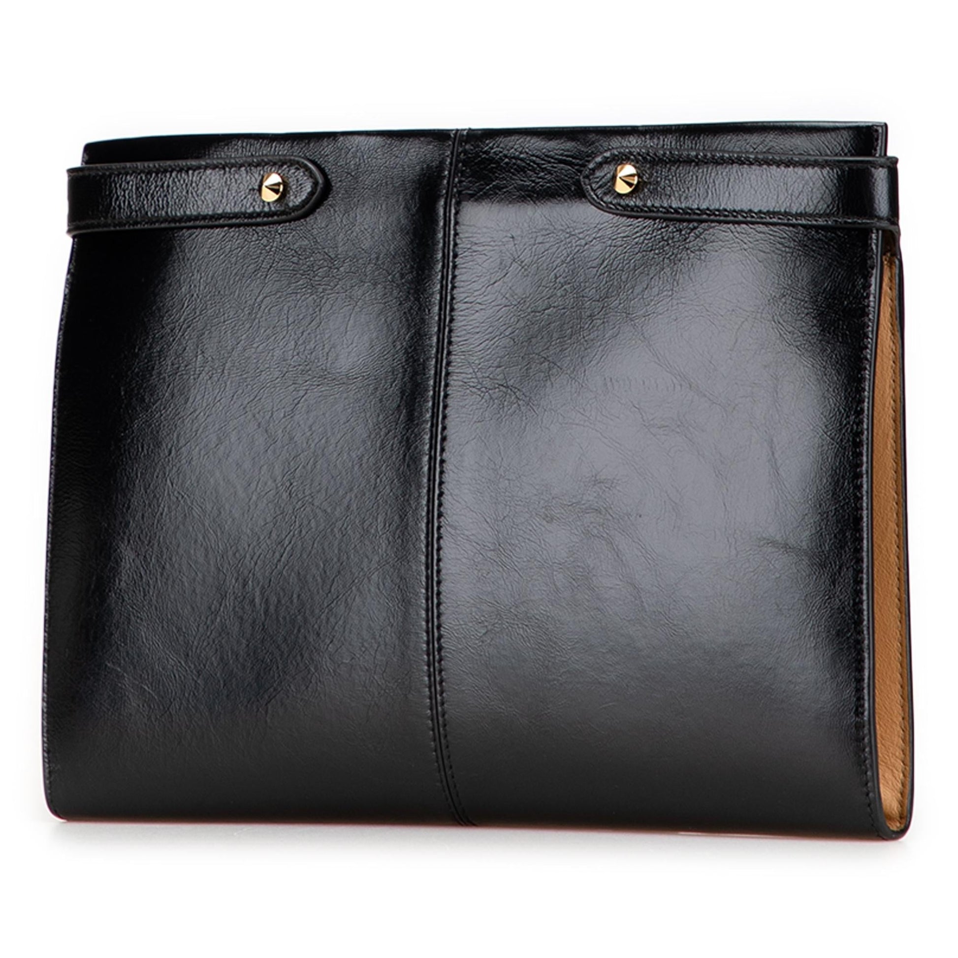 Fendi Glazed Calfskin Slim Peekaboo Turn Lock Clutch