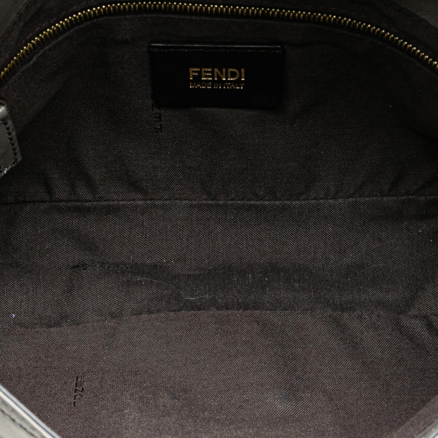 Fendi Glazed Leather Chain Flap Baguette Crossbody