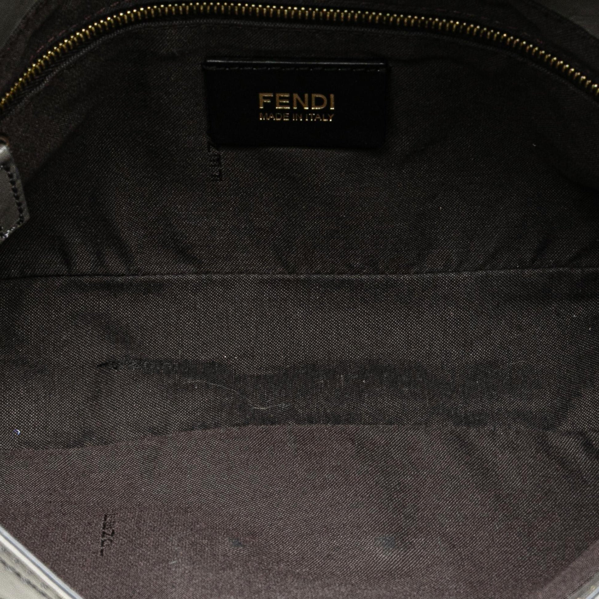 Fendi Glazed Leather Chain Flap Baguette Crossbody