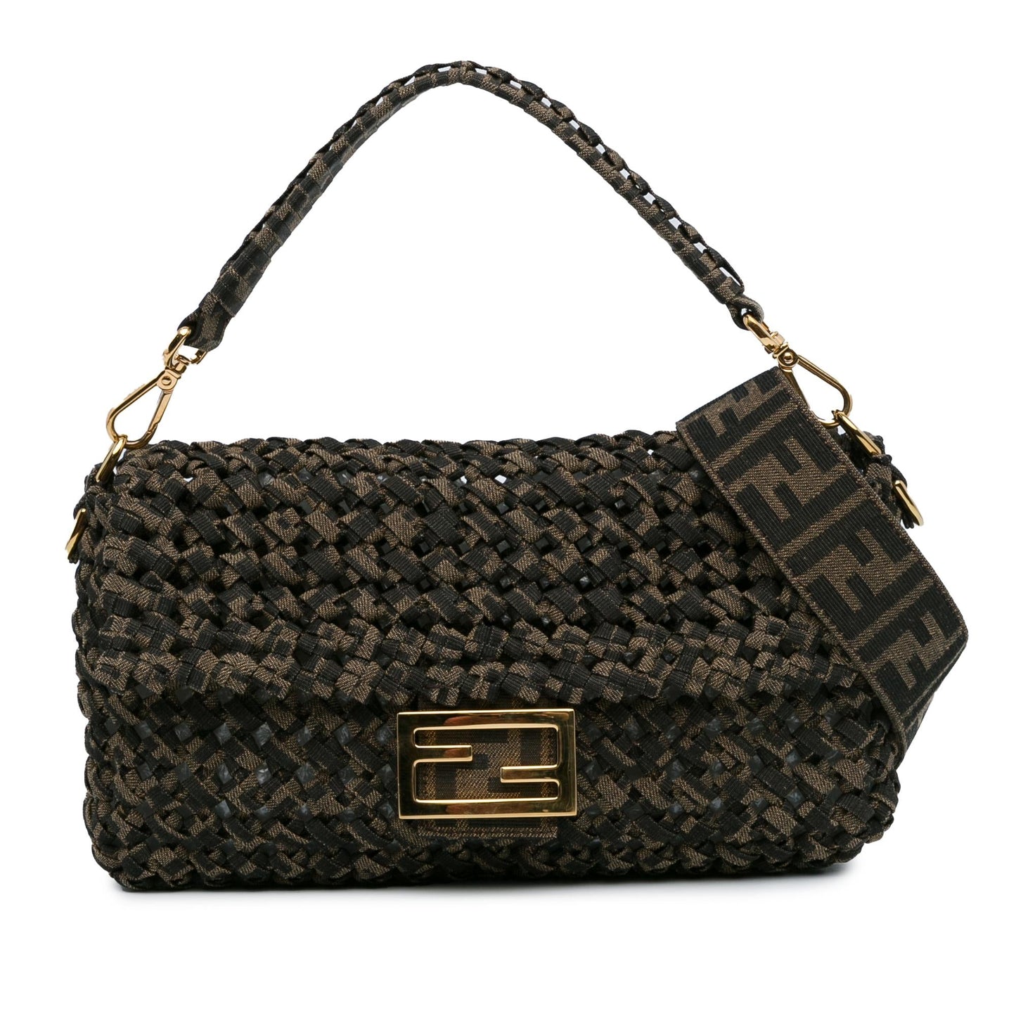 Fendi Interlaced Canvas Zucca Baguette Satchel (cgXLR3)