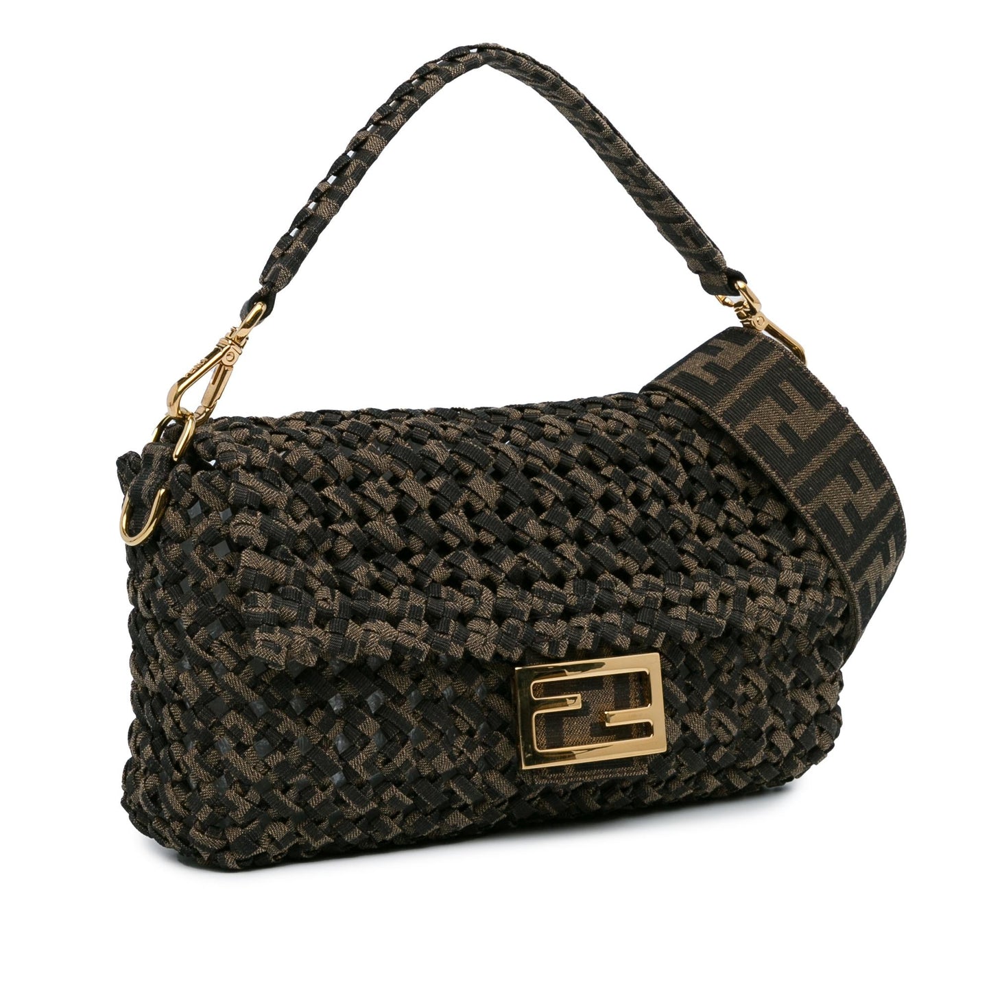 Fendi Interlaced Canvas Zucca Baguette Satchel (cgXLR3)