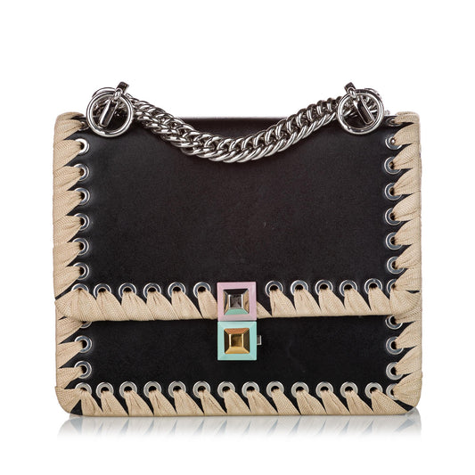 Fendi Kan I Lace Up Leather Crossbody Bag (27940)