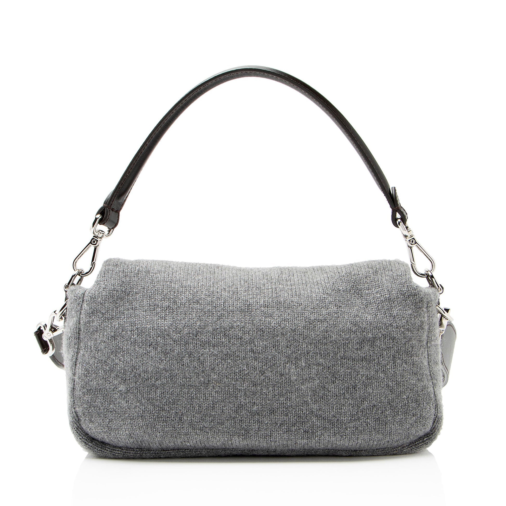 Fendi Knit Cashmere Baguette Shoulder Bag