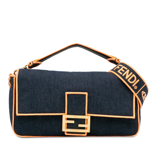 Fendi Large Denim Baguette Satchel (Fm5Rer)