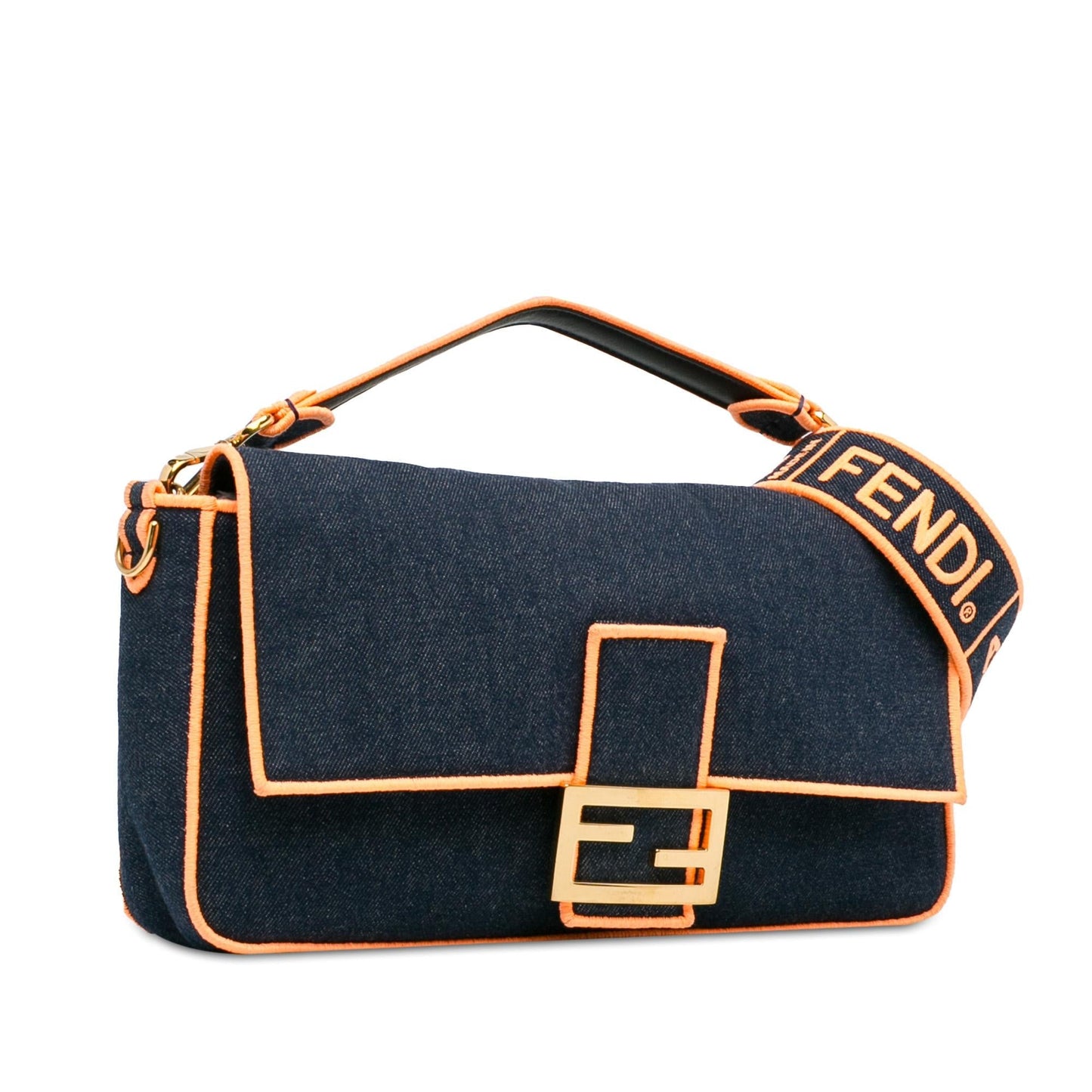 Fendi Large Denim Baguette Satchel (Fm5Rer)