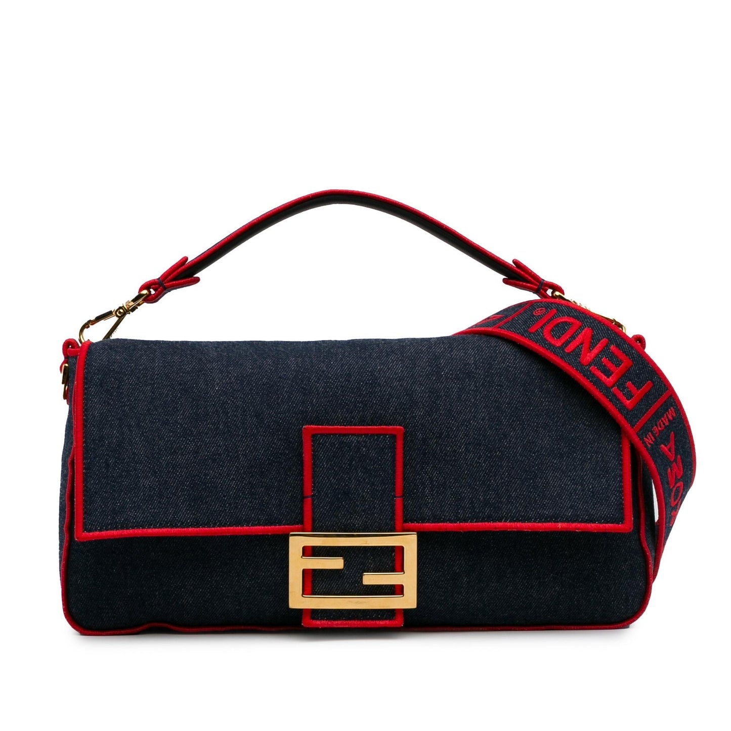 Fendi Large Denim Baguette Satchel (oOuzqA)