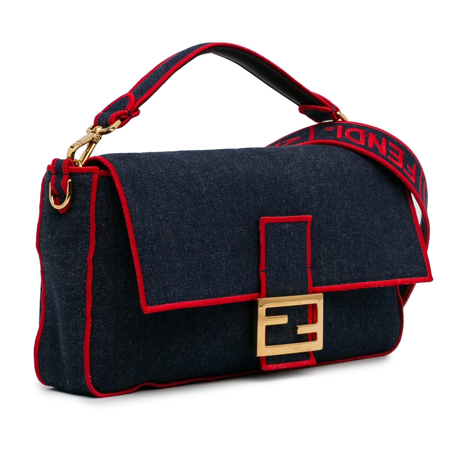 Fendi Large Denim Baguette Satchel (oOuzqA)