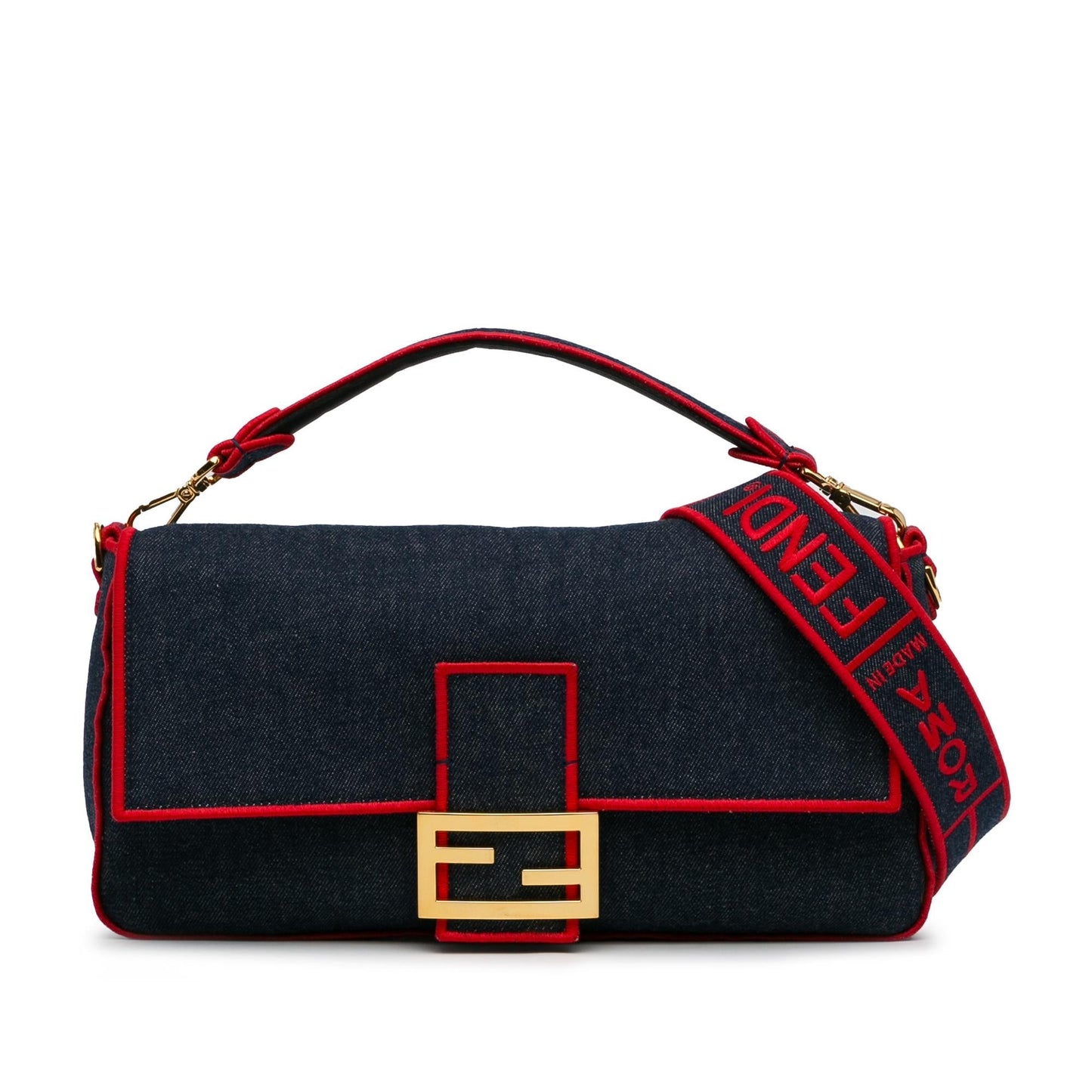 Fendi Large Denim Baguette Satchel (0IShmW)