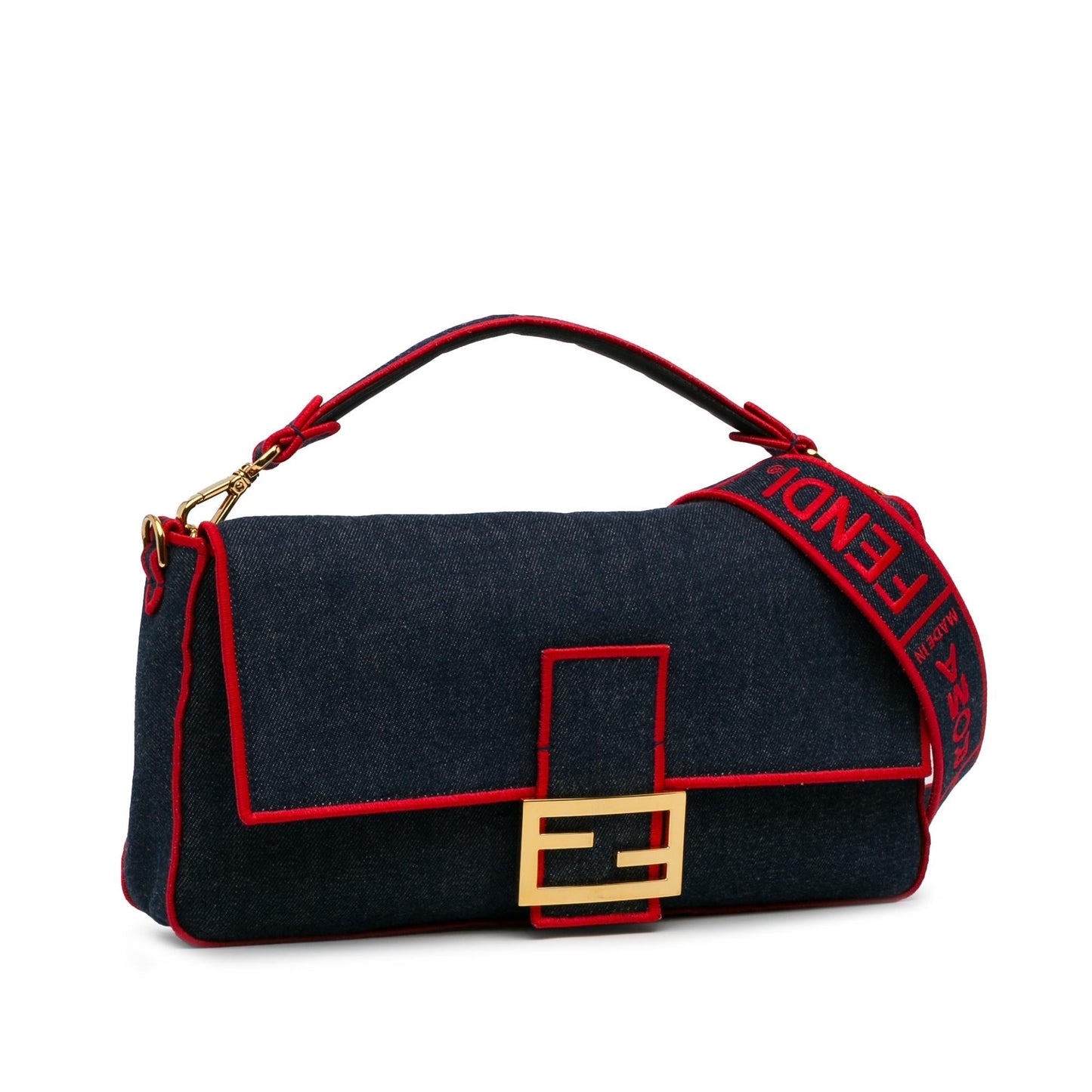 Fendi Large Denim Baguette Satchel (0IShmW)