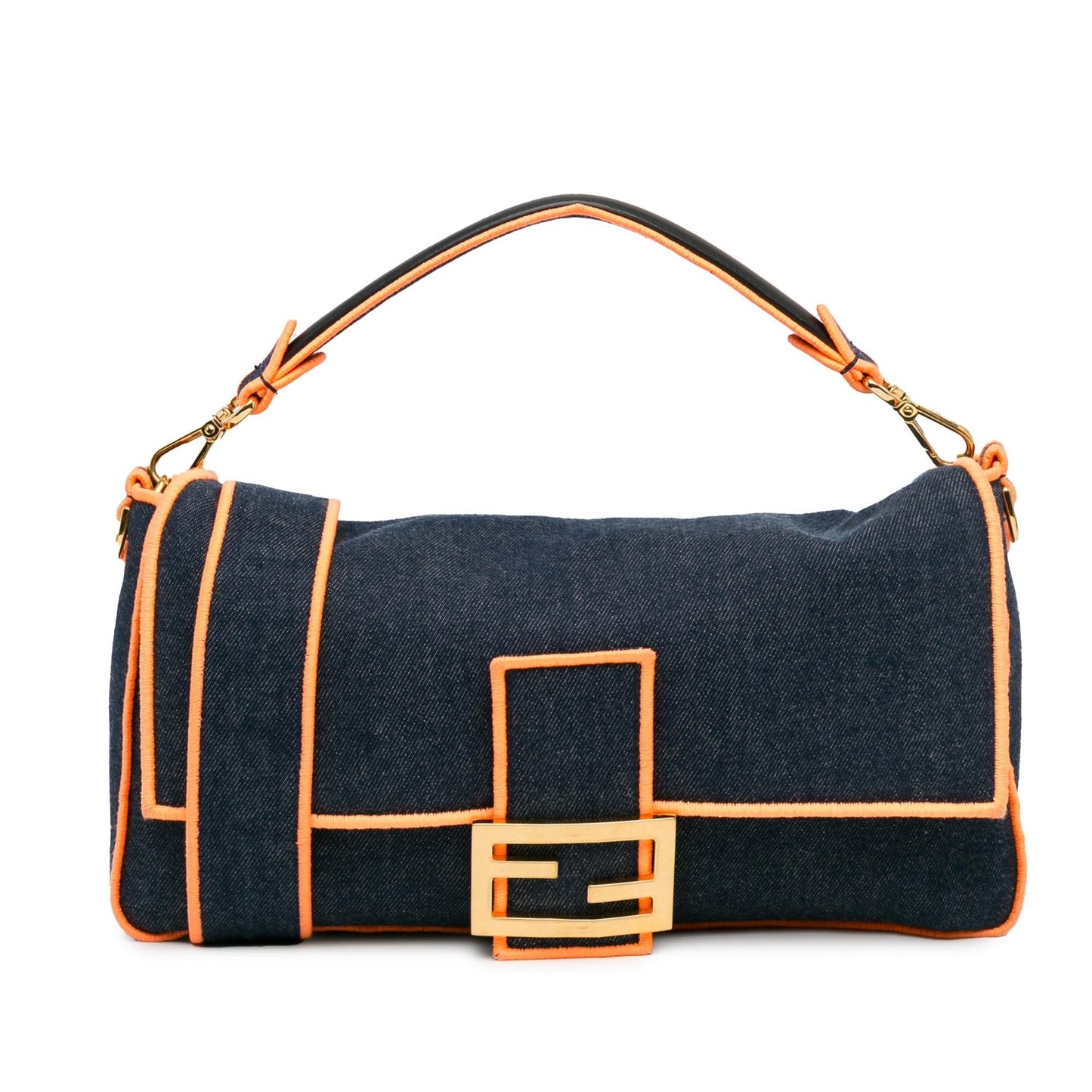 Fendi Large Denim Baguette Satchel (Oaub87)