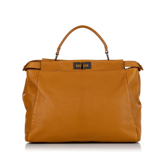 Fendi Large Peekaboo Leather Satchel (24326)