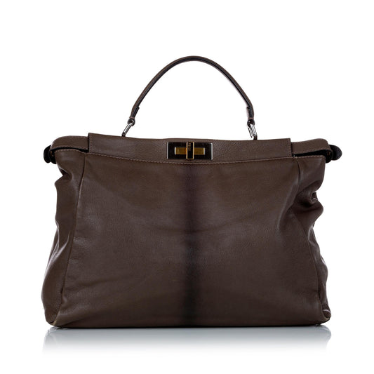 Fendi Large Peekaboo Leather Satchel (28817)