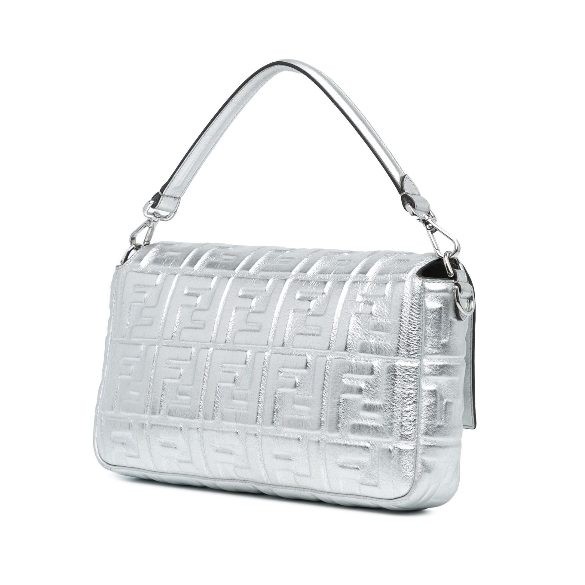 Fendi Large Zucca Embossed Baguette Satchel