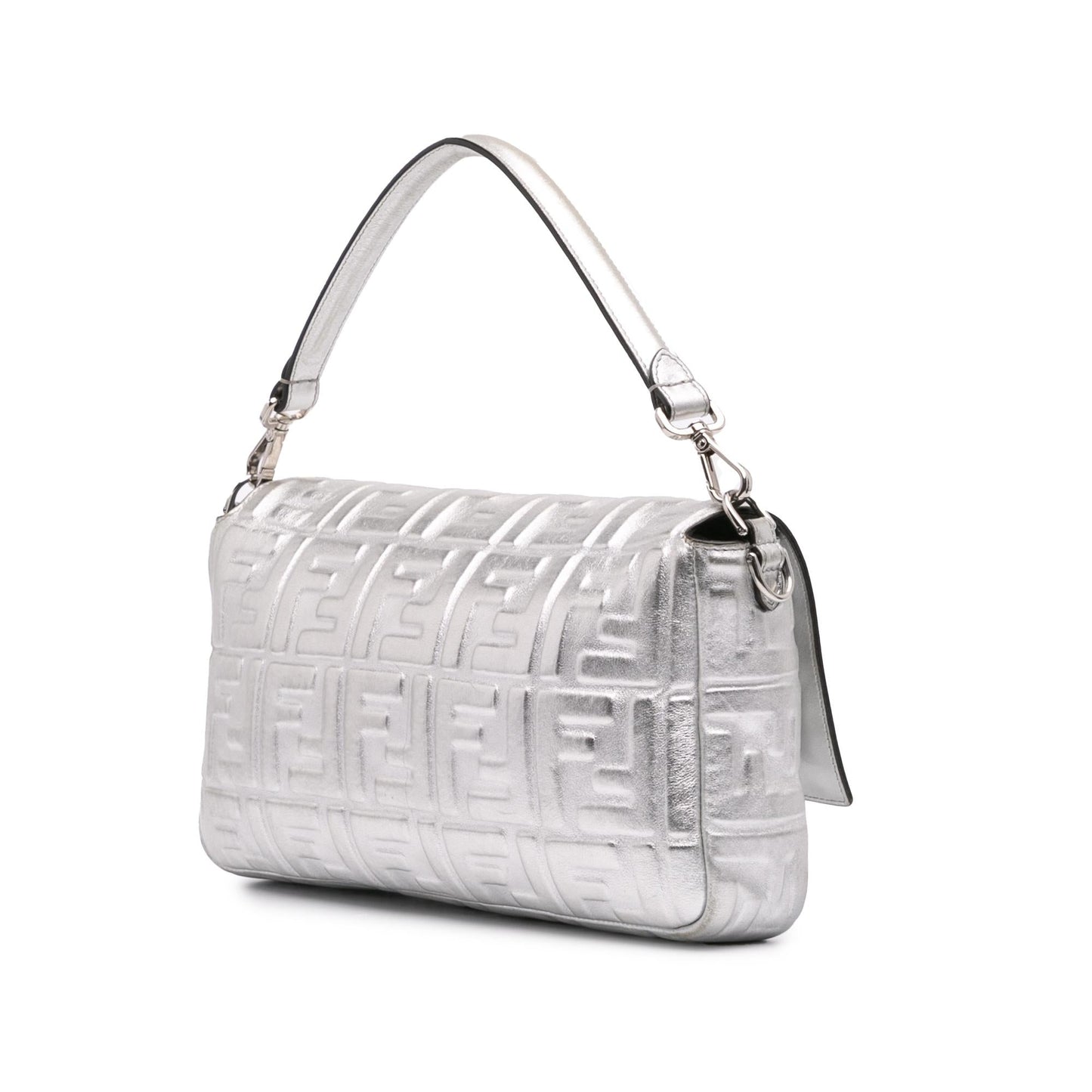 Fendi Large Zucca Embossed Leather Baguette Satchel