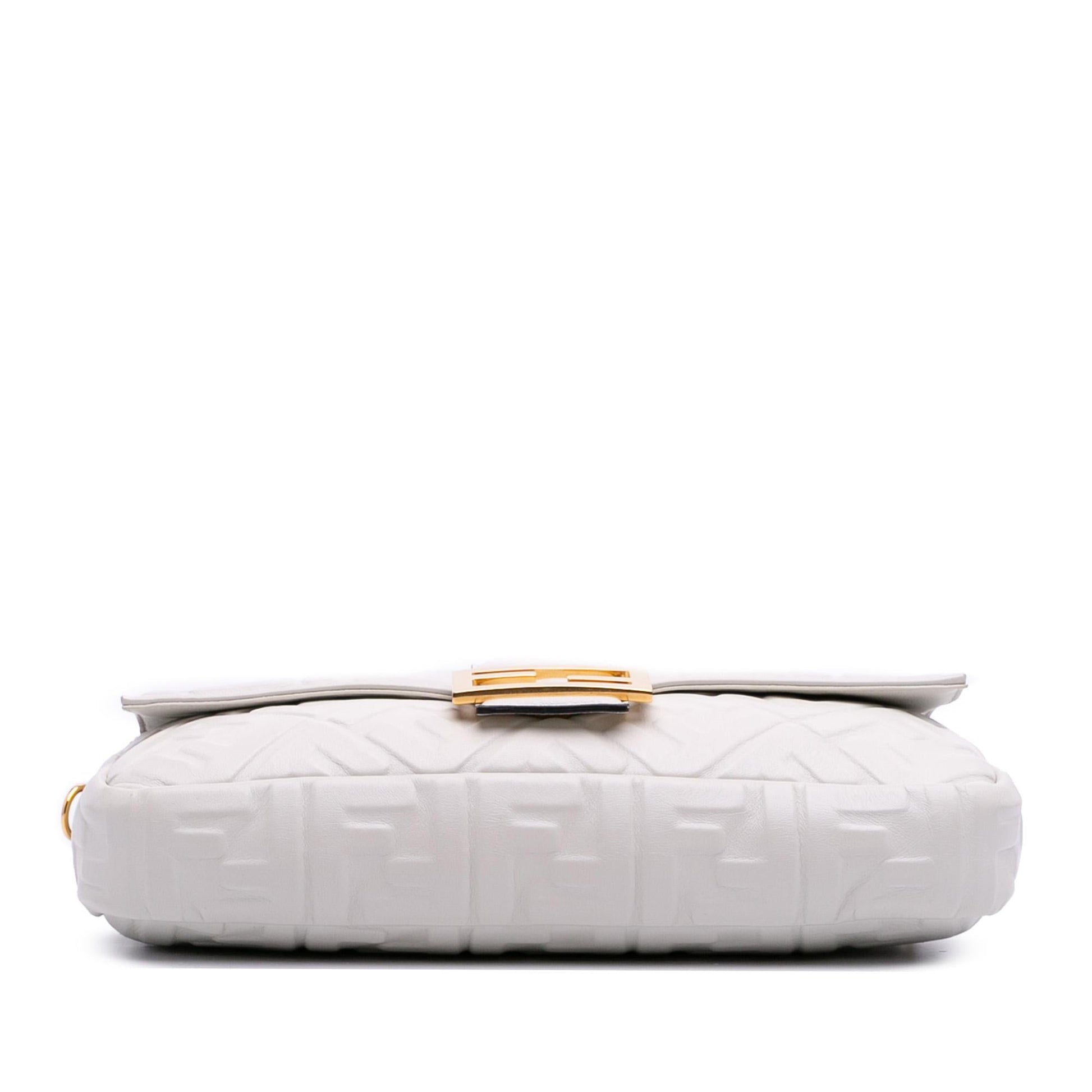 Fendi Large Zucca Embossed Leather Baguette Satchel