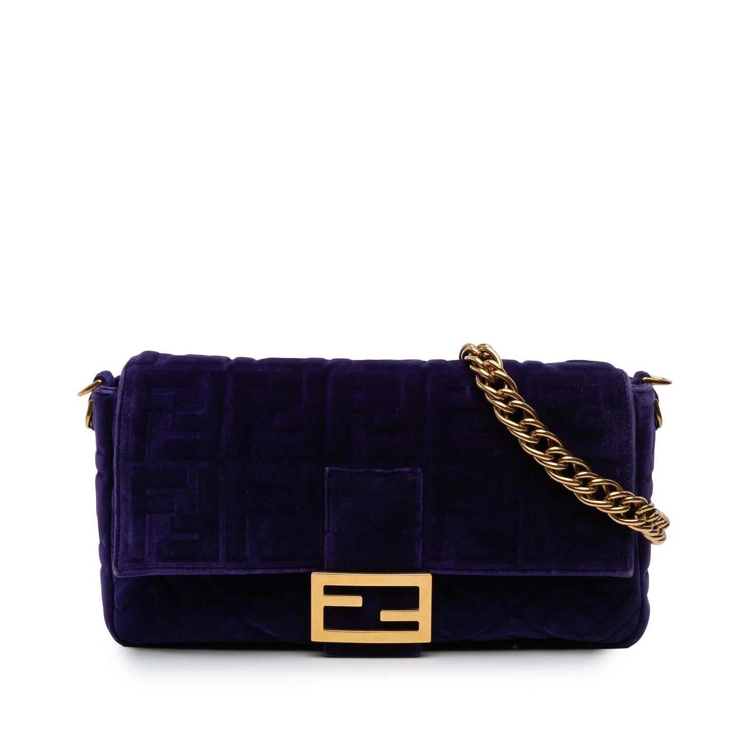 Fendi Large Zucca Embossed Velvet Baguette Satchel