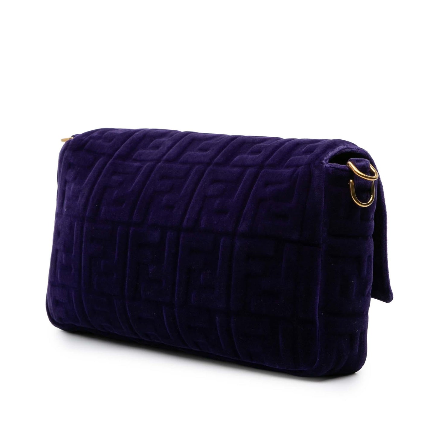 Fendi Large Zucca Embossed Velvet Baguette Satchel