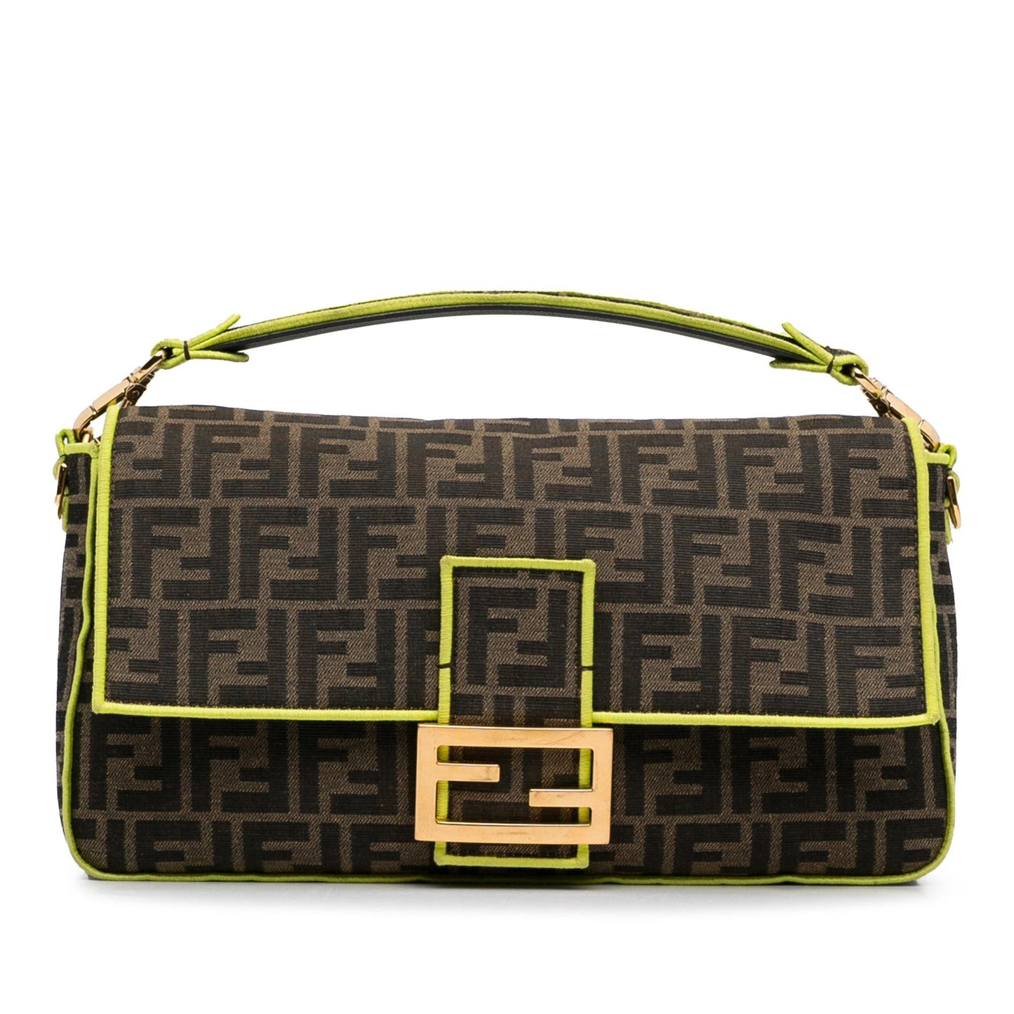 Fendi Large Zucca Fluo Trim Baguette Satchel (QDucxW)
