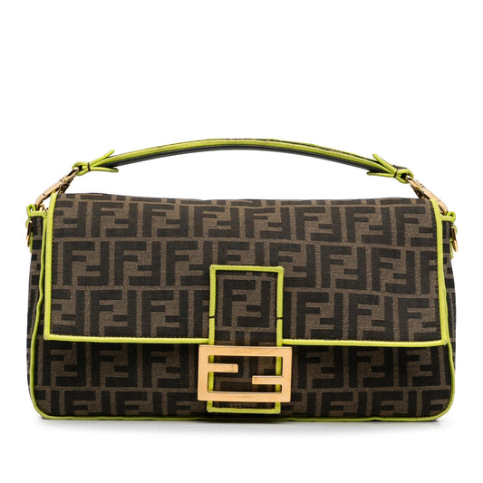 Fendi Large Zucca Fluo Trim Baguette Satchel (QDucxW)