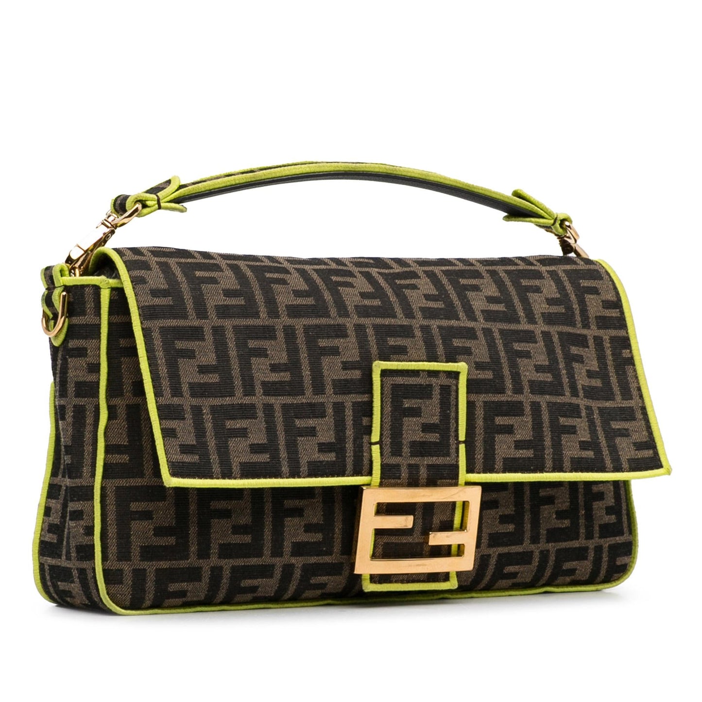Fendi Large Zucca Fluo Trim Baguette Satchel (QDucxW)