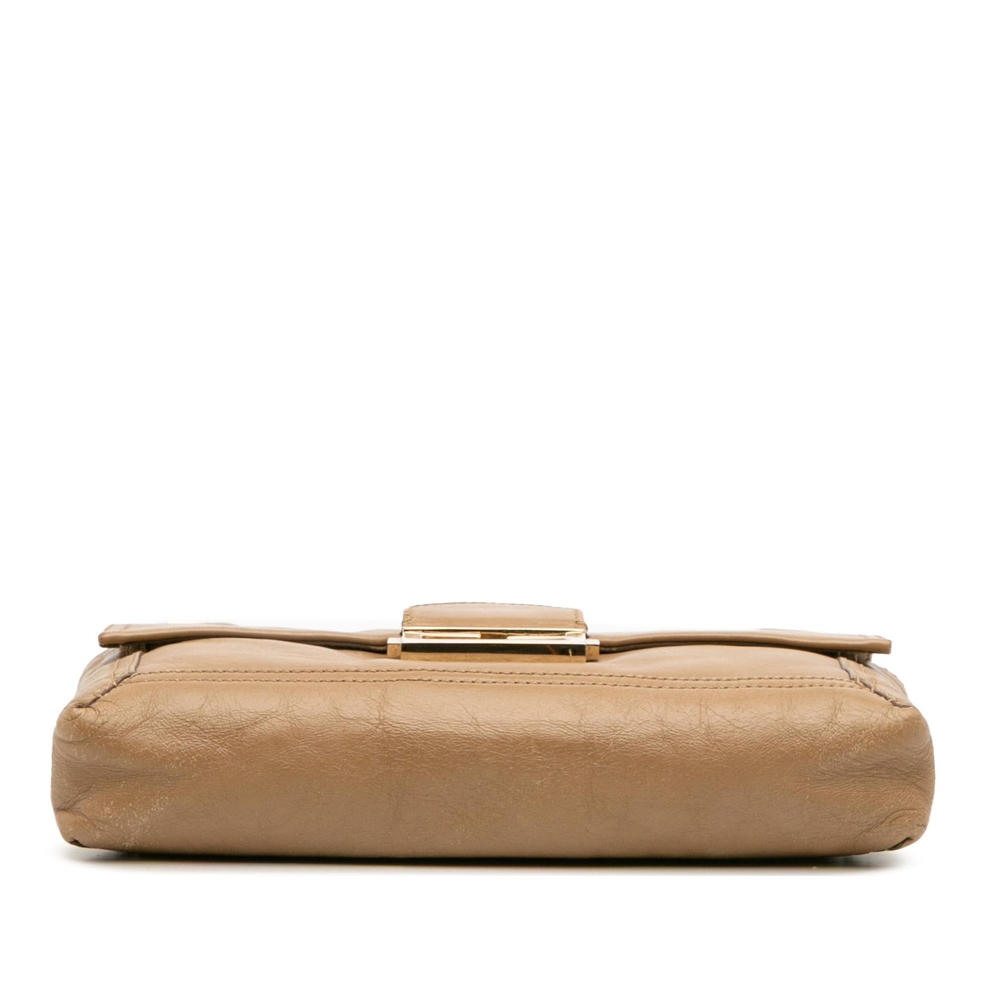 Fendi Leather Baguette Chain Flap