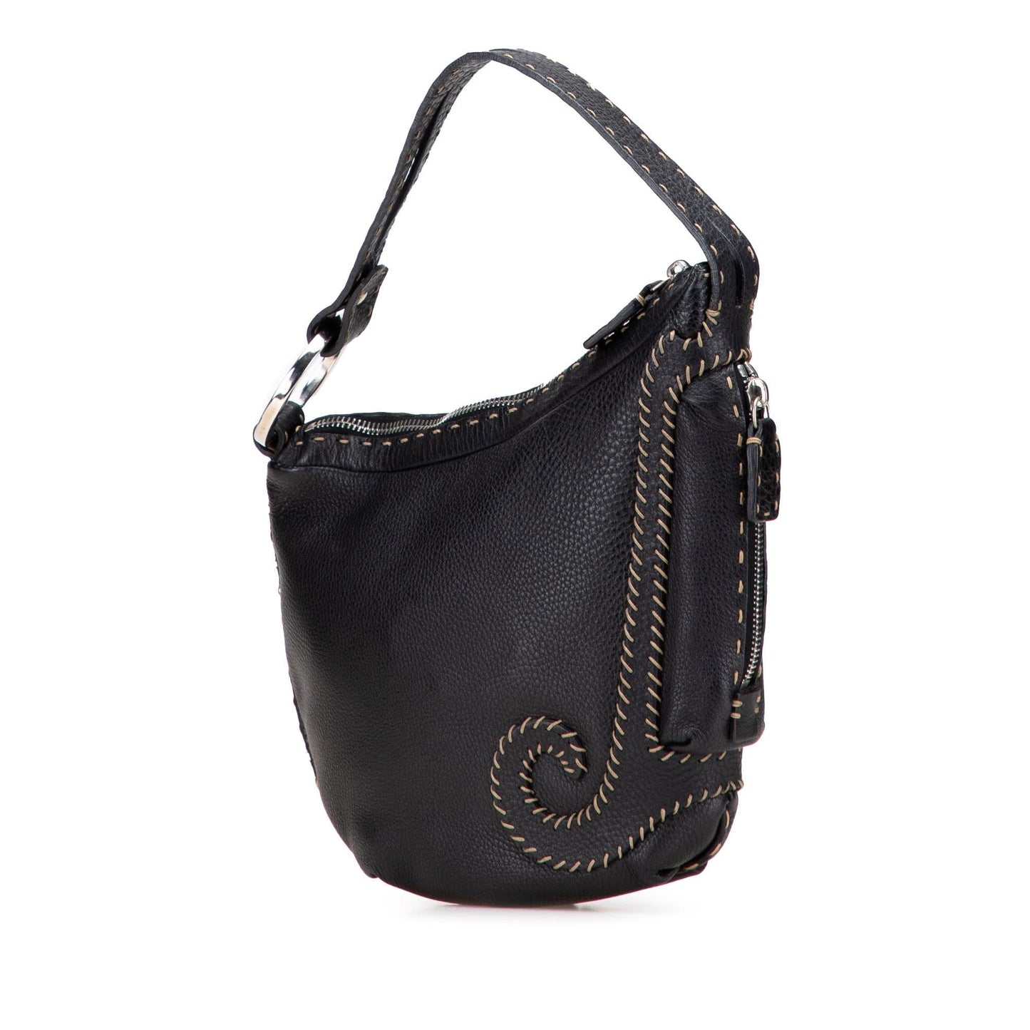 Fendi Mini Zucca Embossed Leather Baguette Satchel