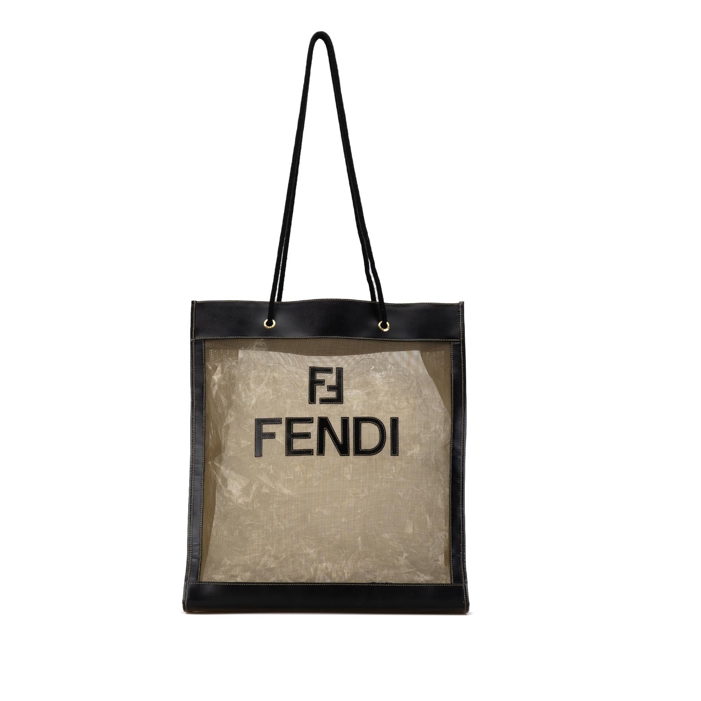 Fendi Leather-Trimmed Mesh Logo Tote (u56EIb)