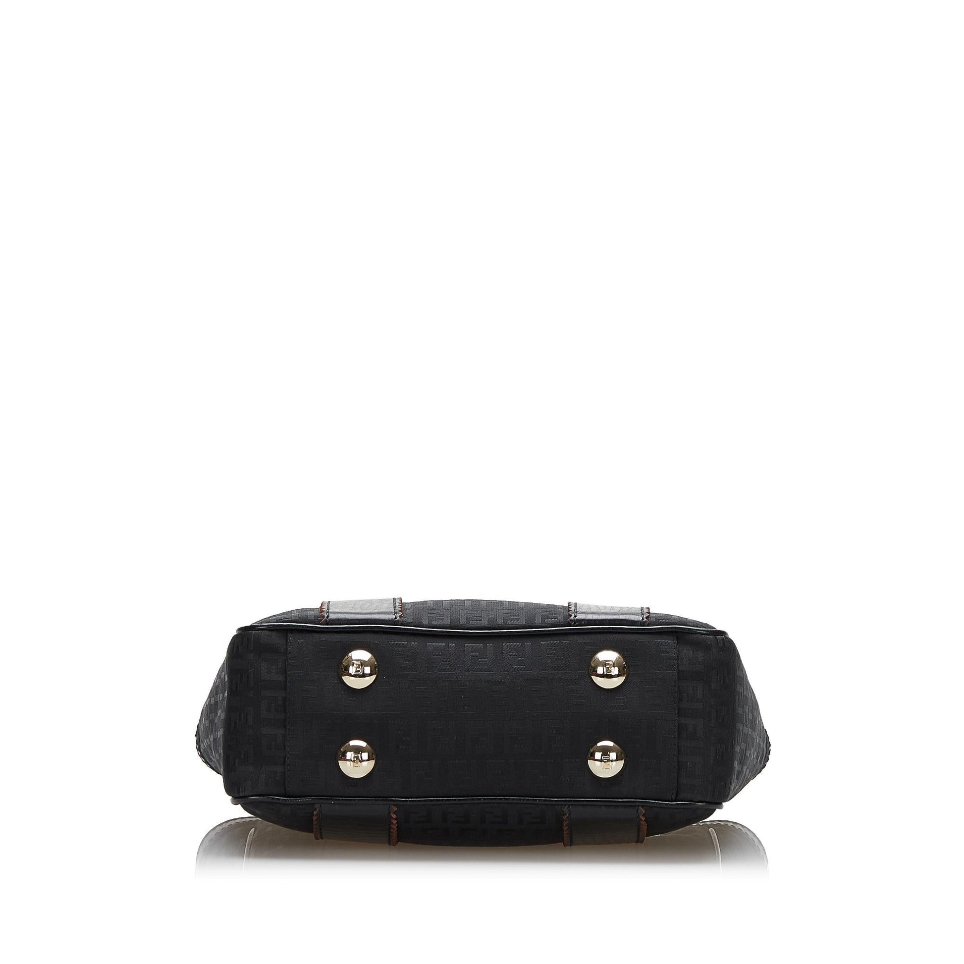 Fendi Leather-Trimmed Zucchino Tote