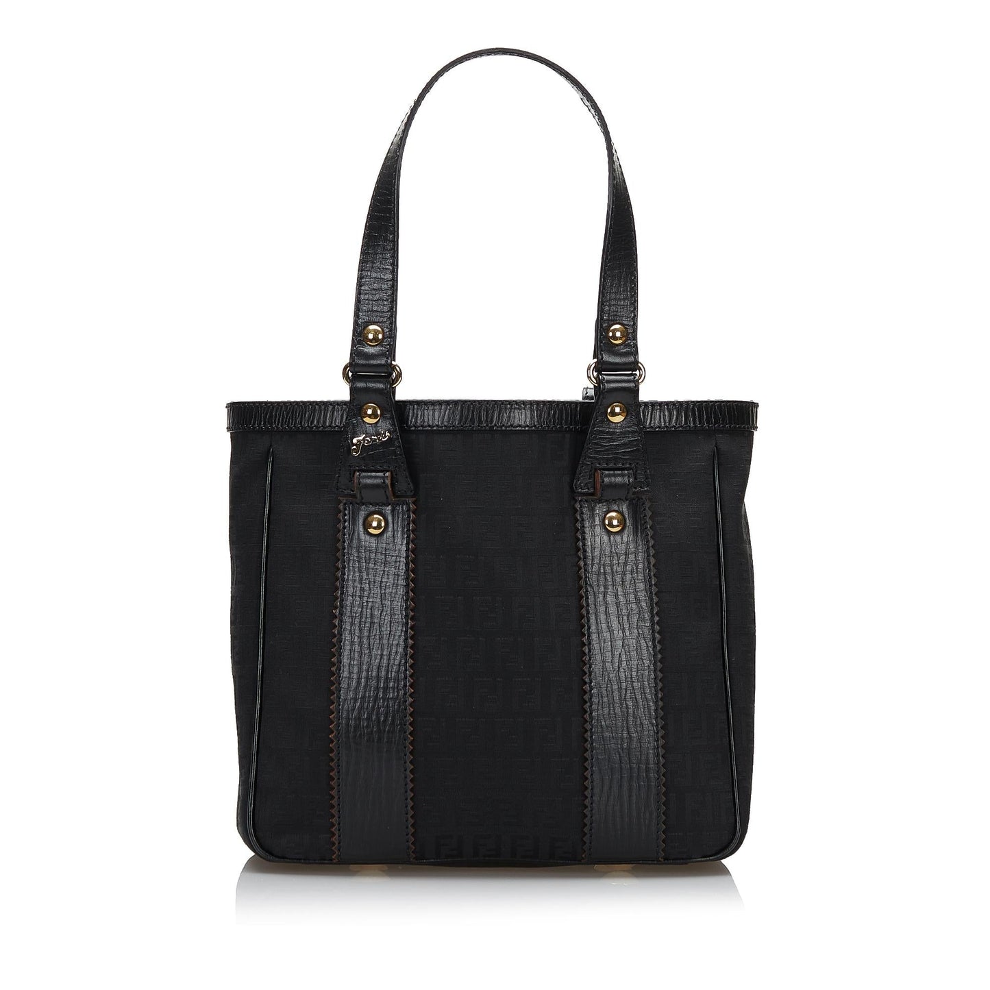 Fendi Leather-Trimmed Zucchino Tote (36075)
