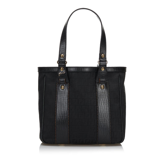 Fendi Leather-Trimmed Zucchino Tote (36075)