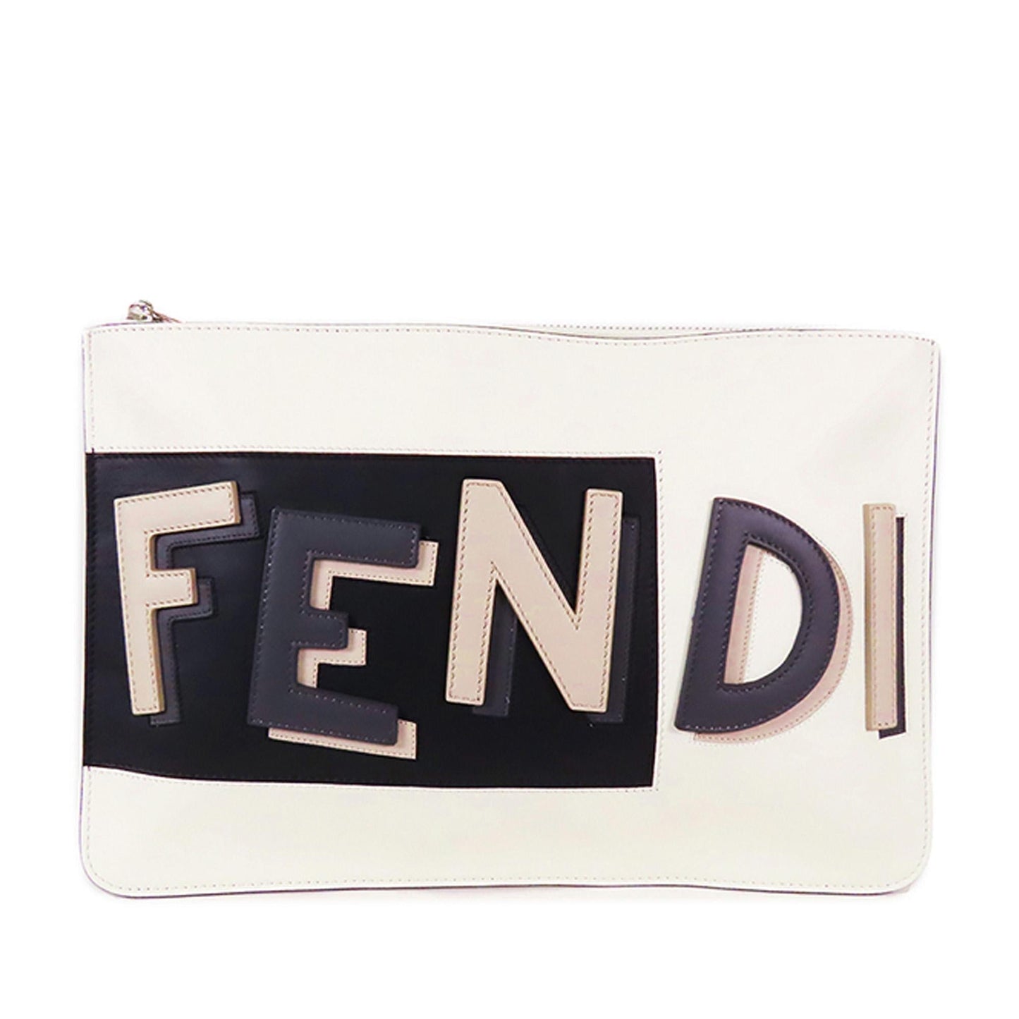 Fendi Leather Vocabulary 3D Logo Zip Pouch (JtWzTA)