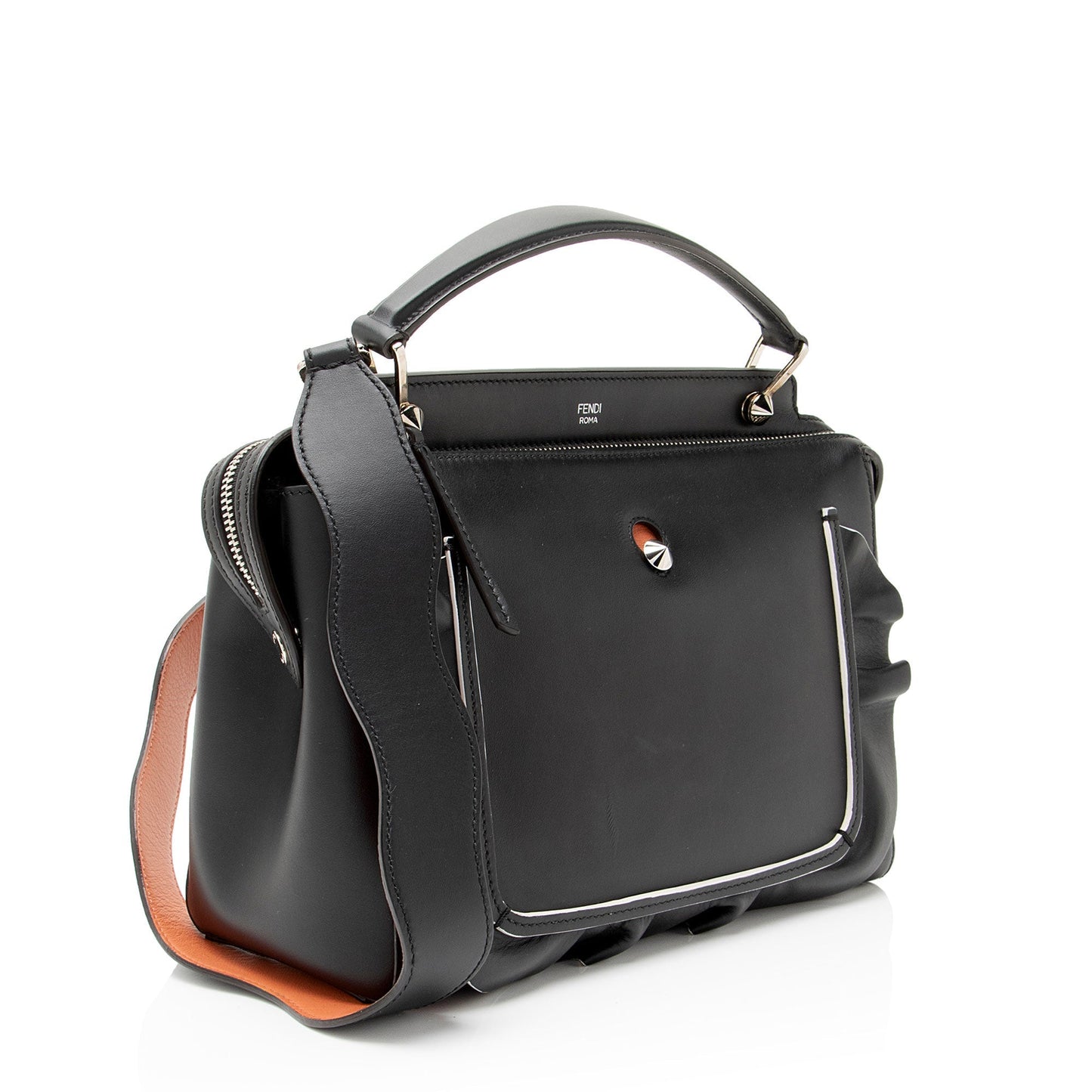 Fendi Large Zucca Embossed Leather Baguette Satchel