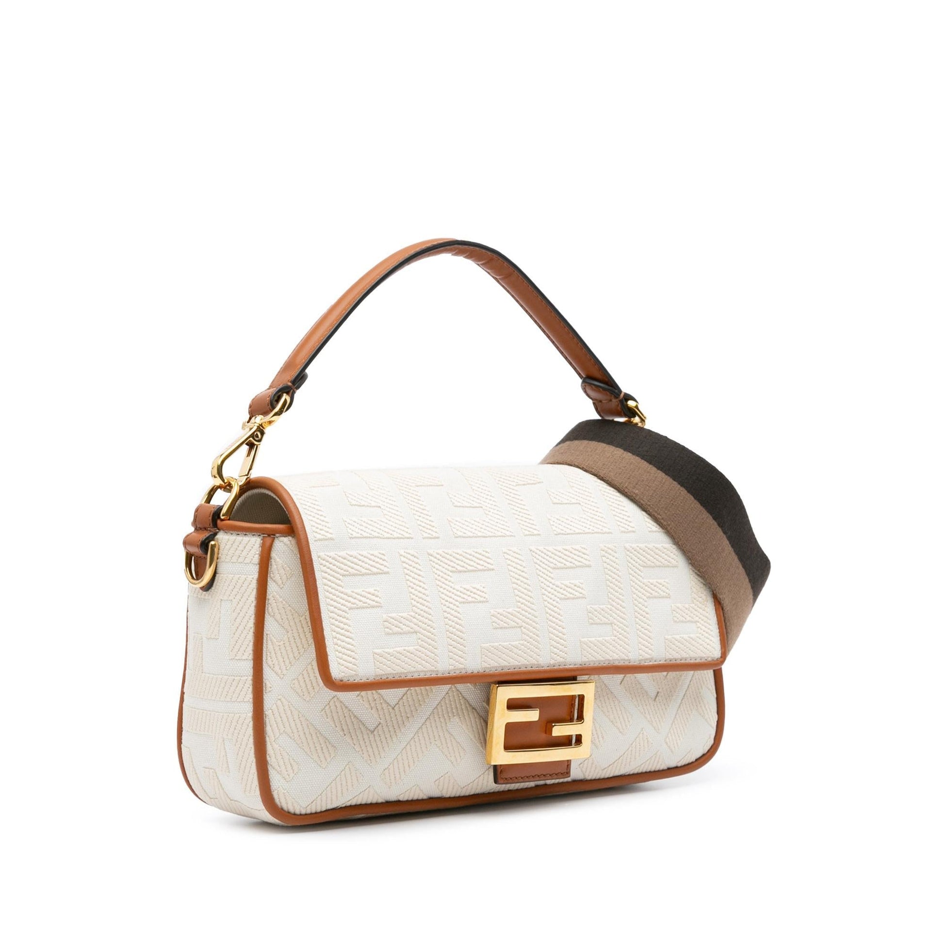 Fendi Medium Embroidered Canvas Baguette