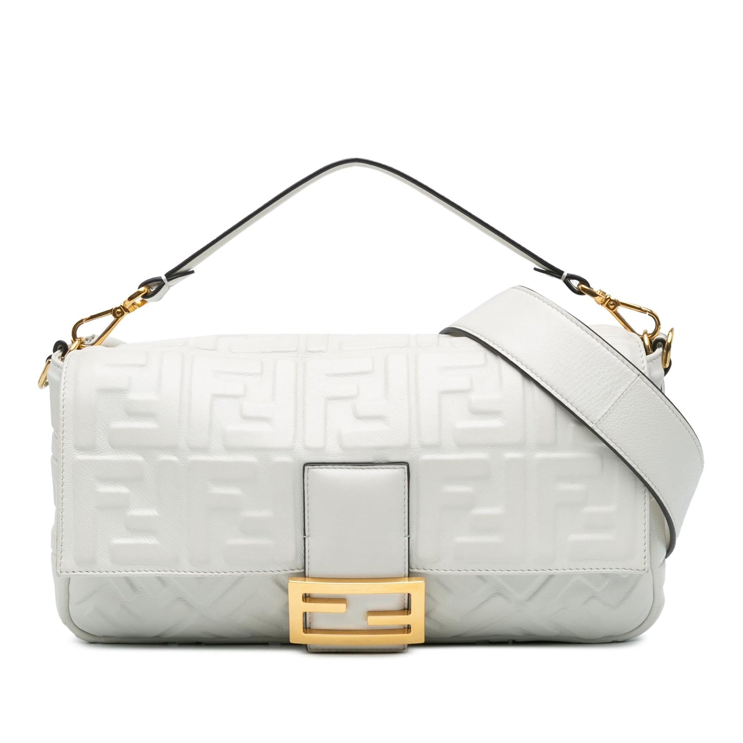 Fendi Medium Leather Embossed FF Baguette Satchel (agyb4y)