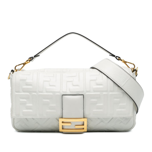Fendi Medium Leather Embossed FF Baguette Satchel (agyb4y)
