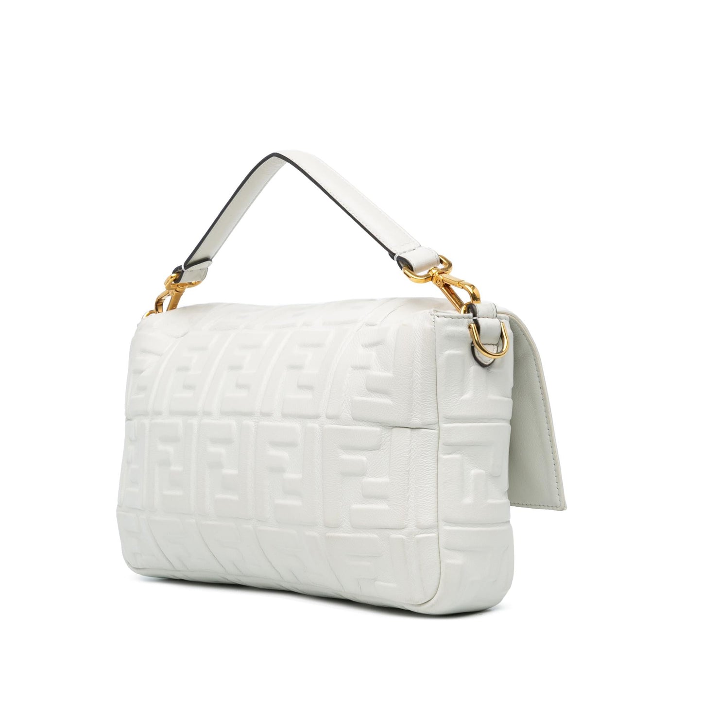 Fendi Medium Leather Embossed FF Baguette Satchel (agyb4y)