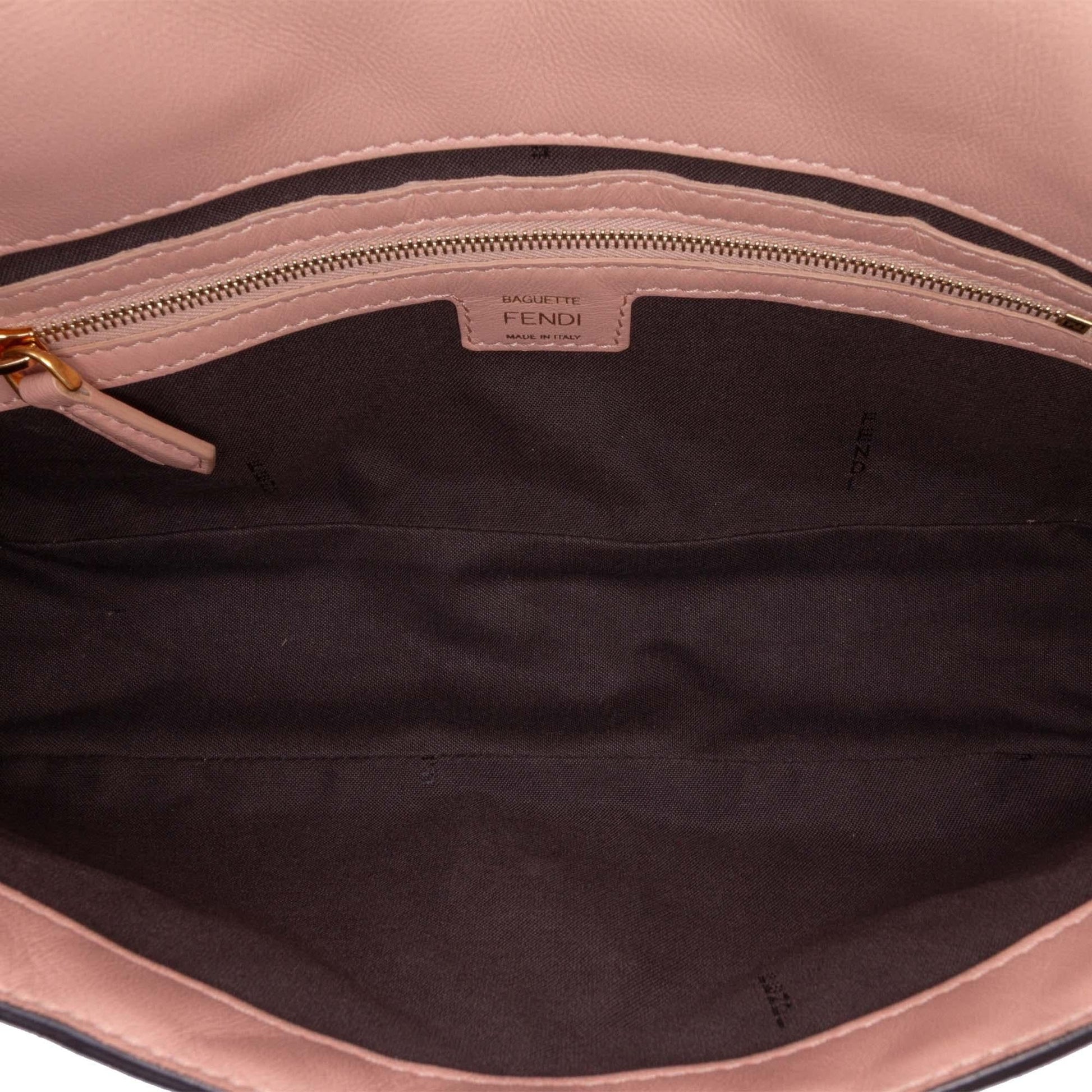 Fendi Mini Transparent Paillettes Elaphe Baguette Satchel