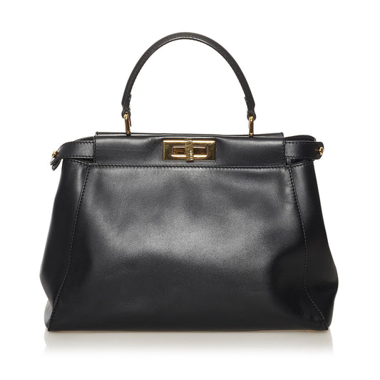 Fendi Medium Peekaboo Leather Satchel (34345)