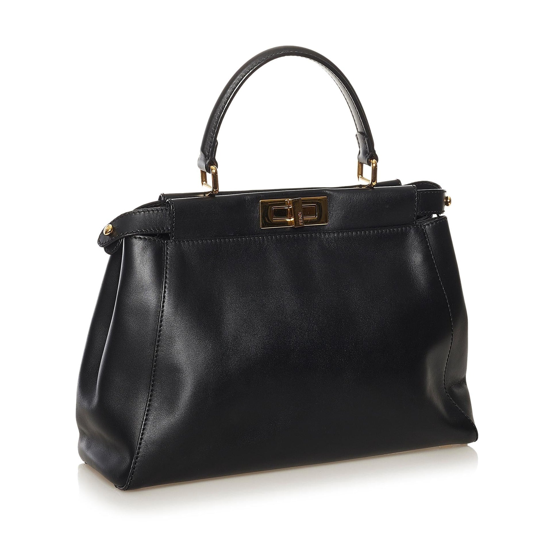 Fendi Medium Peekaboo Leather Satchel